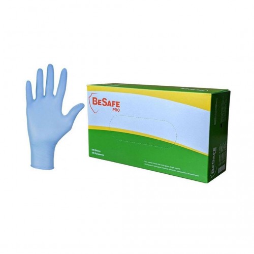 Рукавички медичні нітрилові оглядові текстуровані нестерильні неприпудрені BeSafe (100 пар), 8 (M)